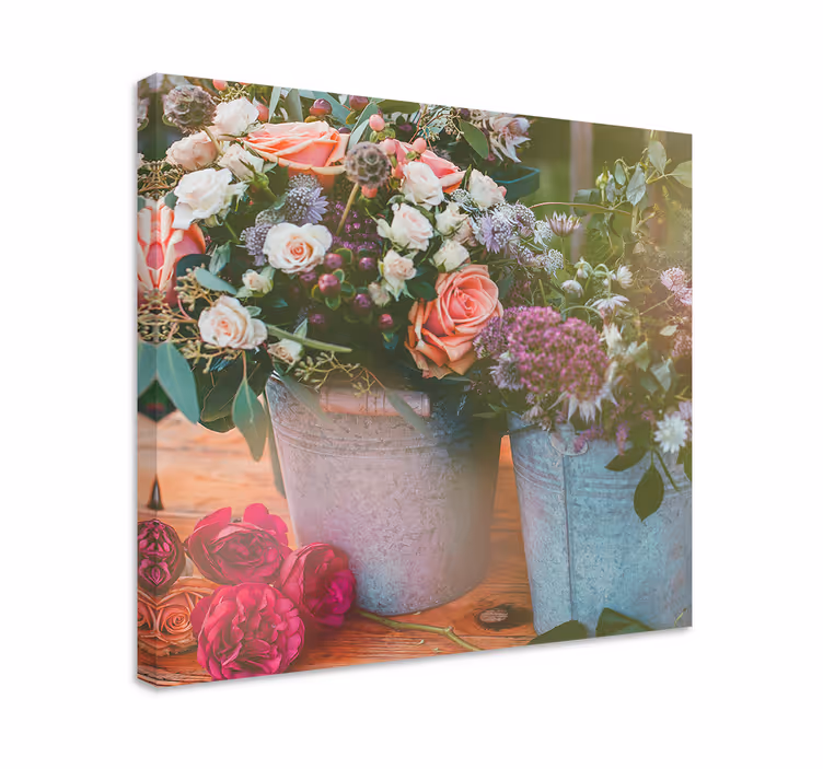 Flowers canvas flower baskets showcase - TenStickers