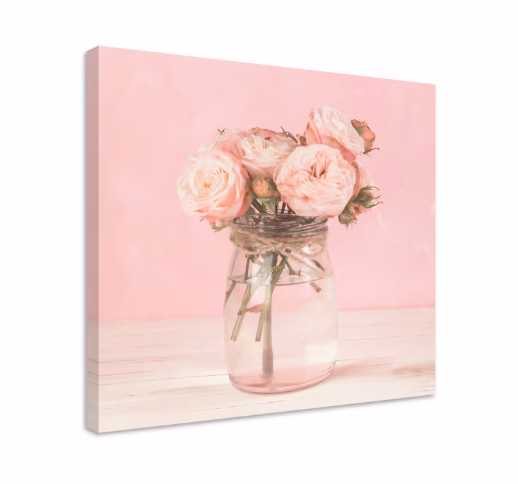 Flowers canvas pink rose bouquet art print - TenStickers