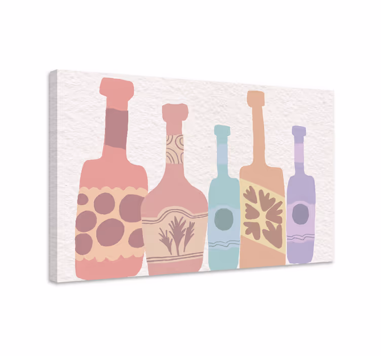 Ornamental canvas print colorful bottle shapes - TenStickers