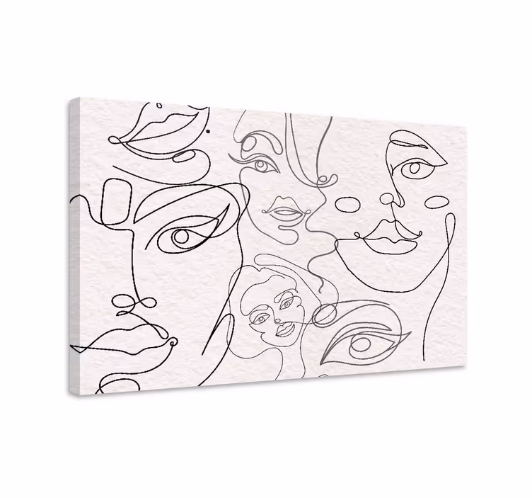 People canvas continuous line faces art print - TenStickers