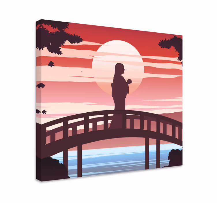 Abstract wall art 1 silhouette on bridge - TenStickers