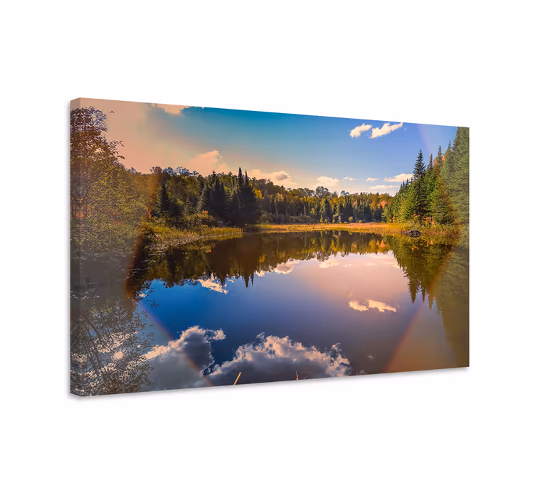 Serene water reflection landscape canvas - TenStickers