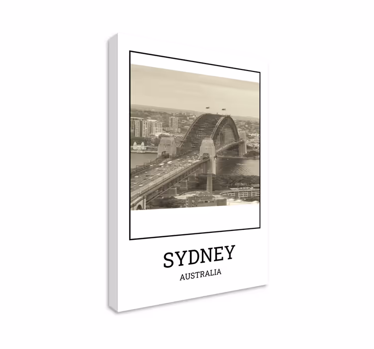 Sydney Black And White Cityscape Wall Canvas - TenStickers
