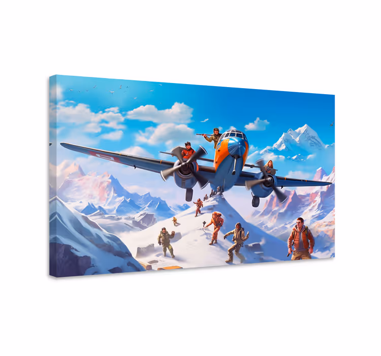 characters on an aeroplane framed gaming wall art - TenStickers