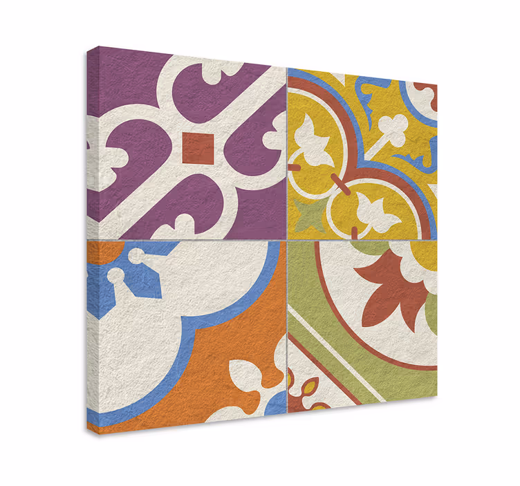 Ornamental pattern tiles retro canvas - TenStickers