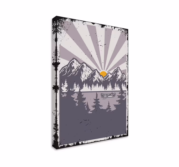 Landscape lake and mountains wall canvas - TenStickers