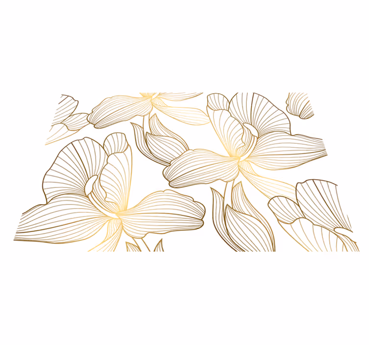 Golden flowers white vinyl carpet - TenStickers