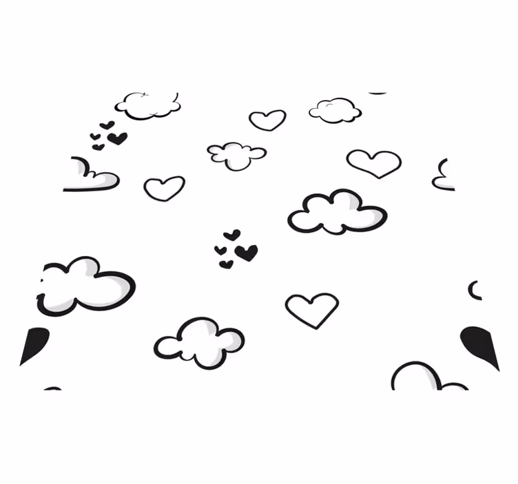Clouds and hearts white vinyl carpet - TenStickers