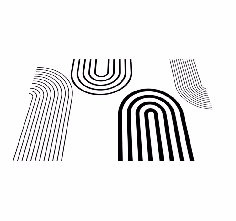 Thin minimalist black arcs white vinyl carpet - TenStickers