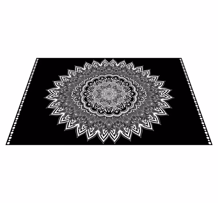 Floral mandala design black vinyl carpet - TenStickers