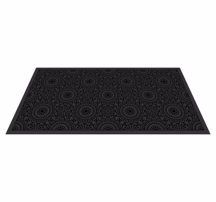 Mandala flowers  black vinyl carpet - TenStickers