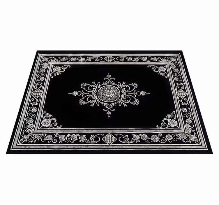 Classic oriental design black vinyl carpet - TenStickers