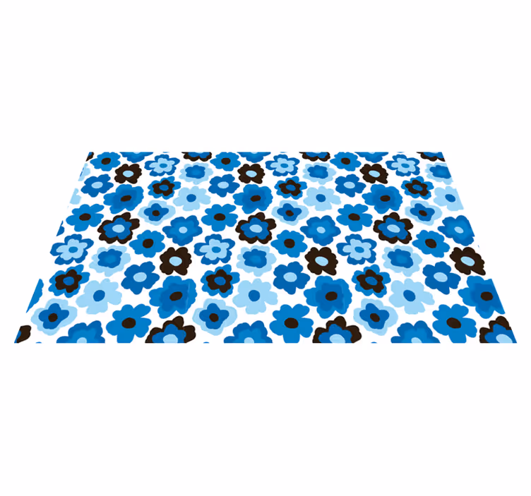 blue poppy floral vinyl carpet - TenStickers