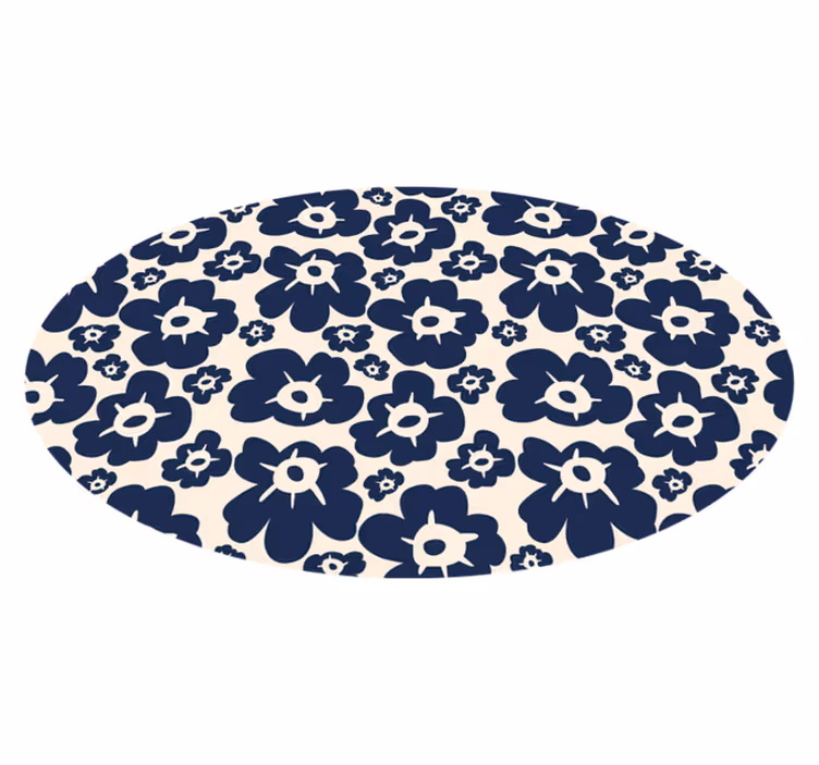 Dark blue poppy floral vinyl carpet - TenStickers