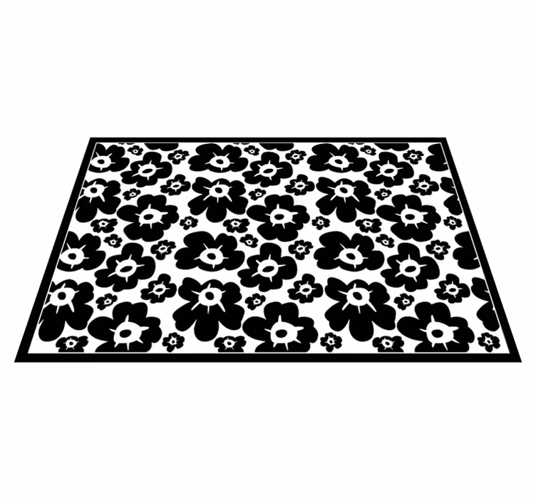 Black poppy floral vinyl carpet - TenStickers