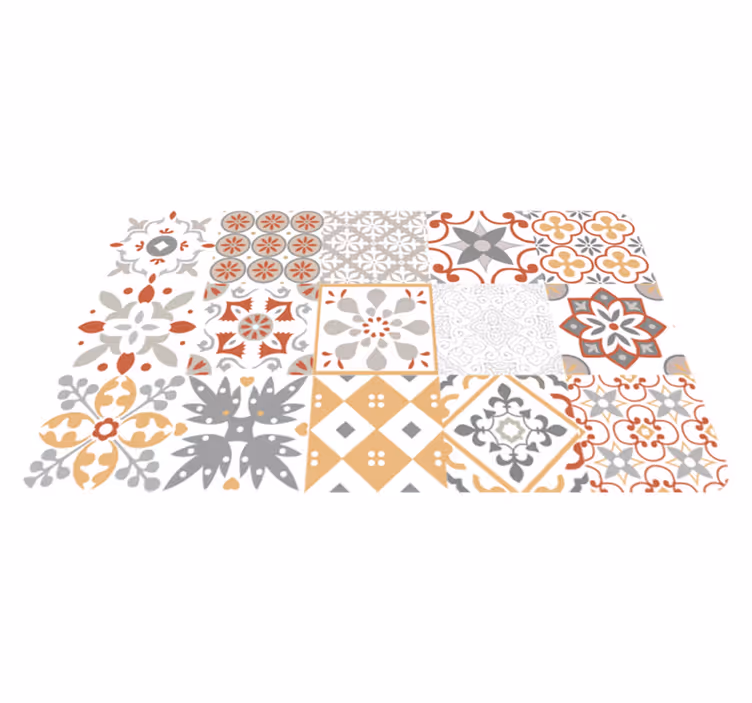 Orange mosaic kitchen vinyl carpet - TenStickers