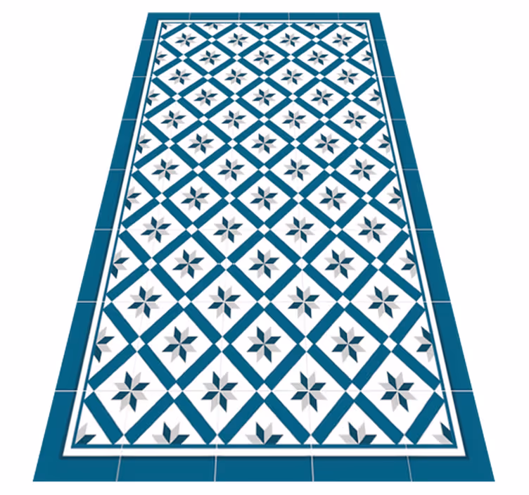 Hydraulic Blue kitchen vinyl carpet - TenStickers