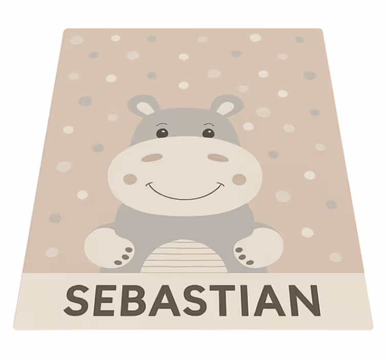 Custom beige hippo kids vinyl carpet - TenStickers