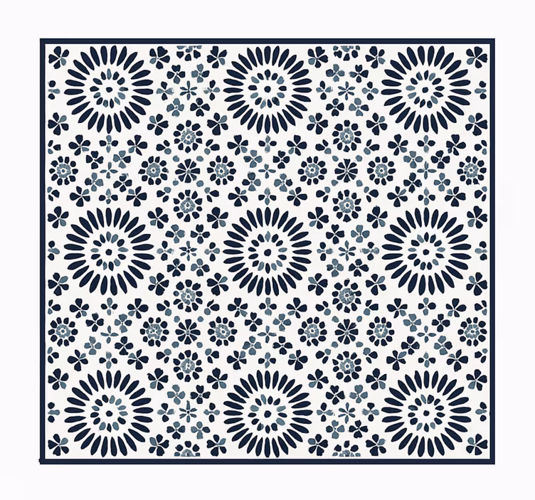 Geometric floral pattern blue vinyl carpet - TenStickers
