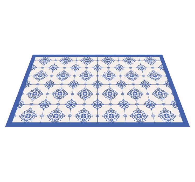 Moroccan beige tiles blue vinyl carpet - TenStickers