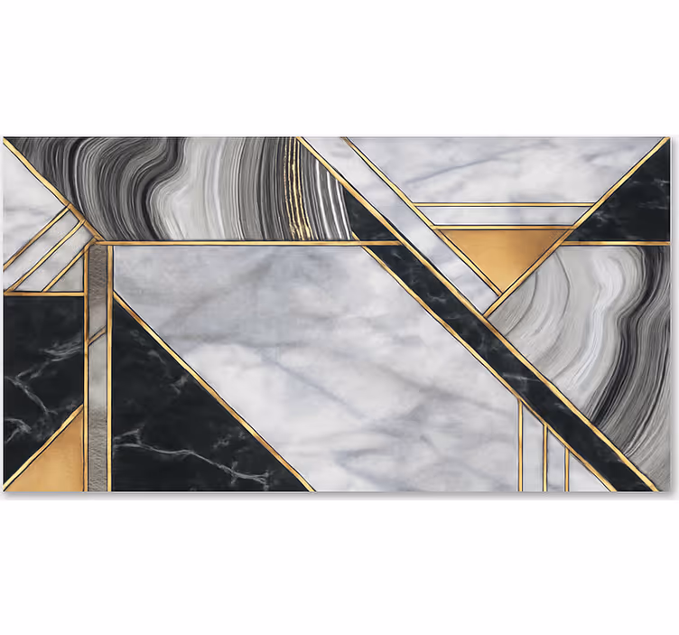 Gold-trim motif marble vinyl carpet - TenStickers