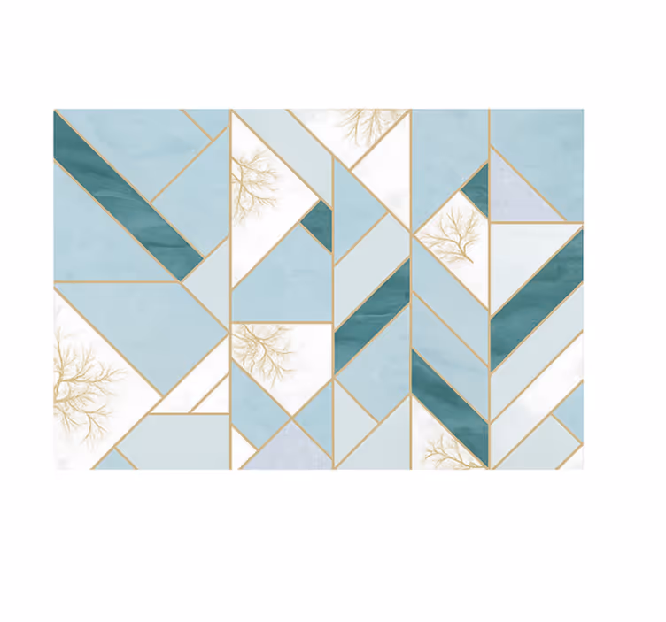 Aqua geometric pattern marble vinyl carpet - TenStickers