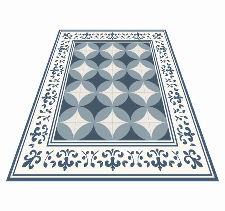 Blue and white motif tile vinyl carpet - TenStickers