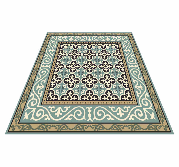Ornate Encaustic Border dining room vinyl carpet - TenStickers