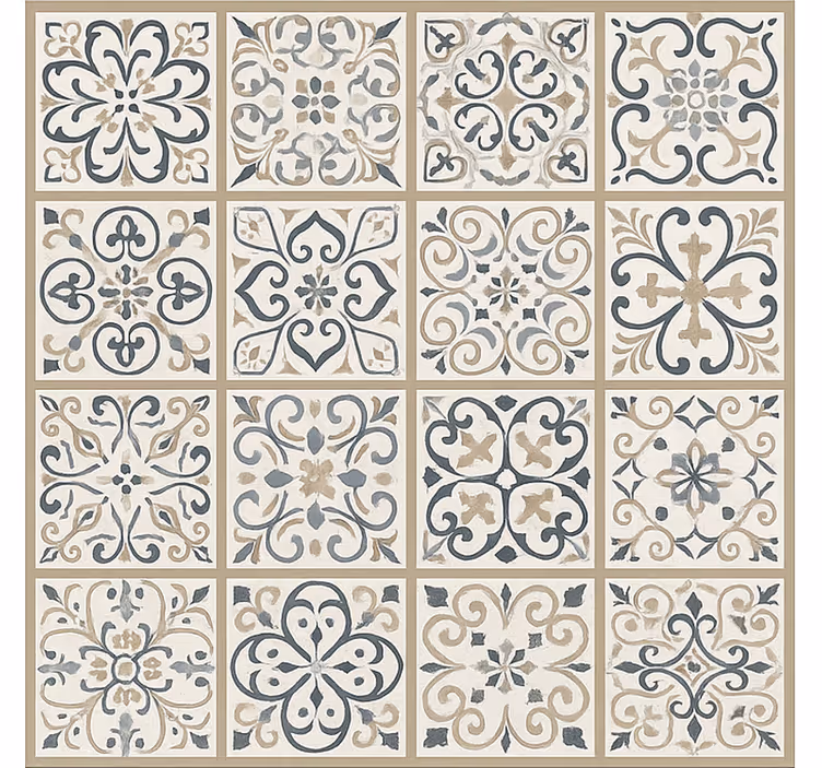 Neutral Tiled Pattern dining room vinyl carpet - TenStickers