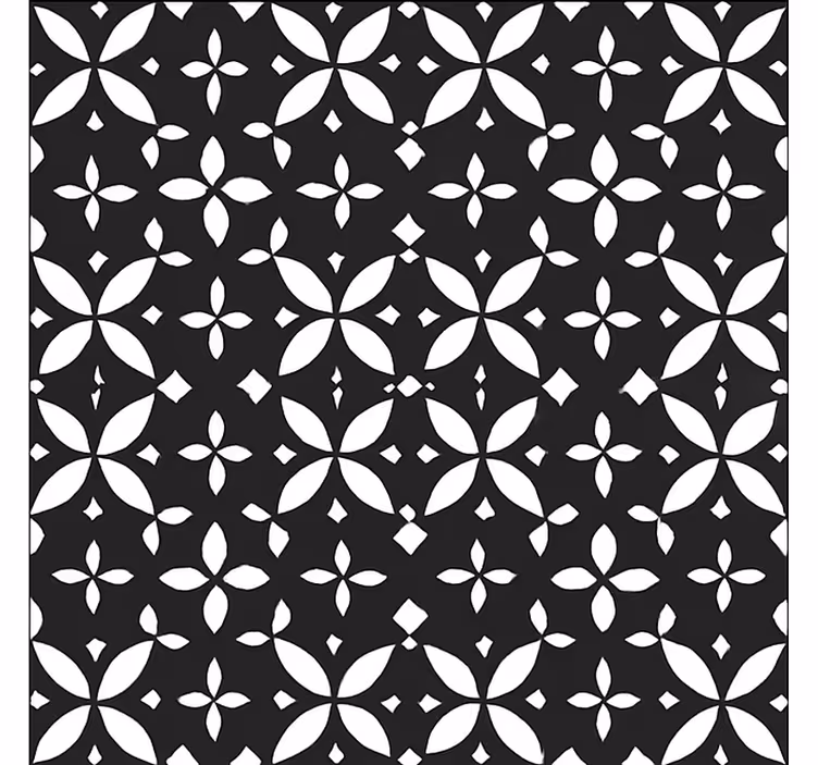 Black Floral Geometric dining room vinyl carpet - TenStickers