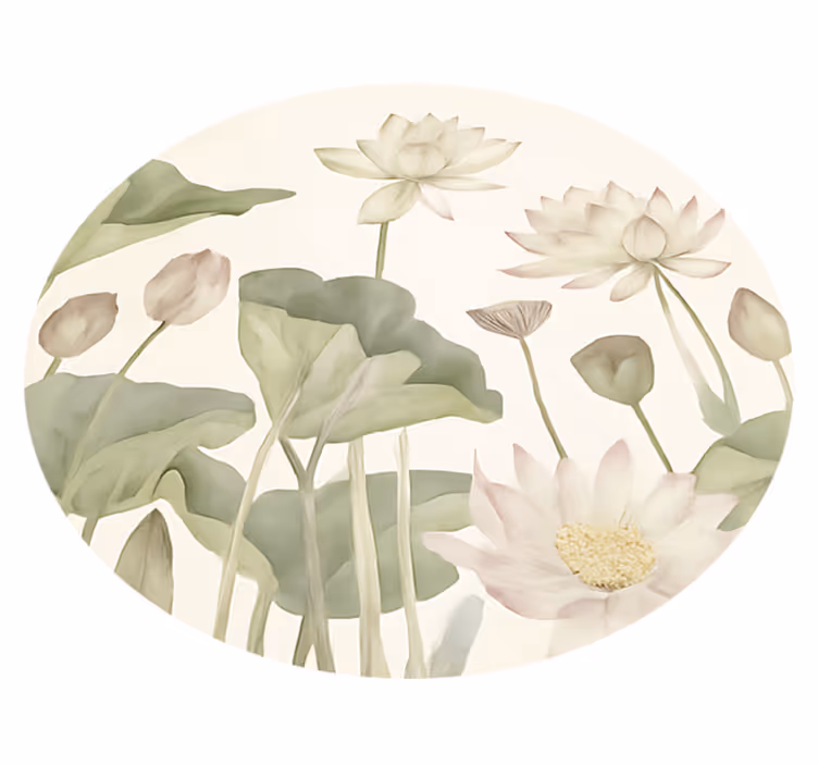Watery Botanical Blooms dining room vinyl carpet - TenStickers