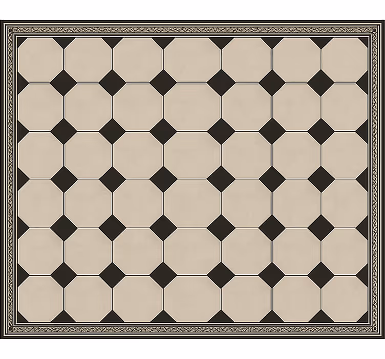 Traditional Checkerboard Tile dining room vinyl carpet - TenStickers