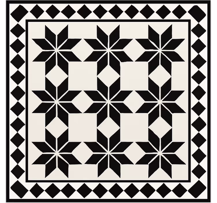 Monochrome star tile pattern  kitchen vinyl carpet - TenStickers