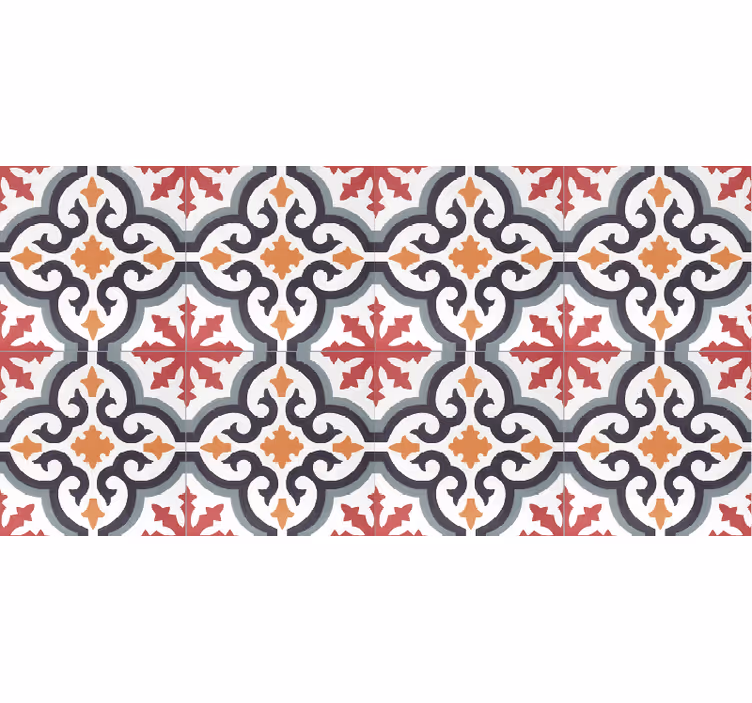 Baroni red design tile vinyl carpet - TenStickers