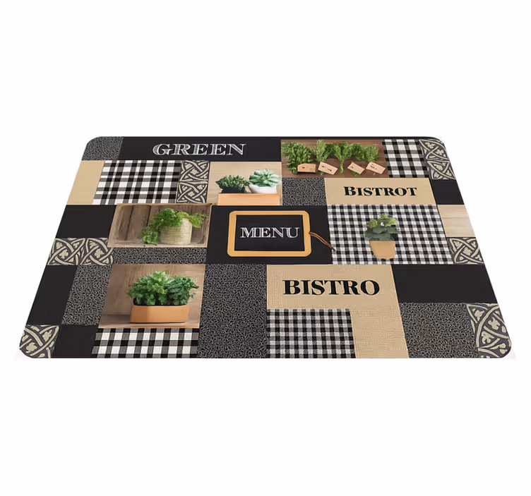 Kitchen vinyl carpet in black and white bistro - TenStickers