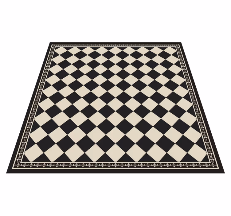 Living room vinyl carpet black checkerboard design - TenStickers