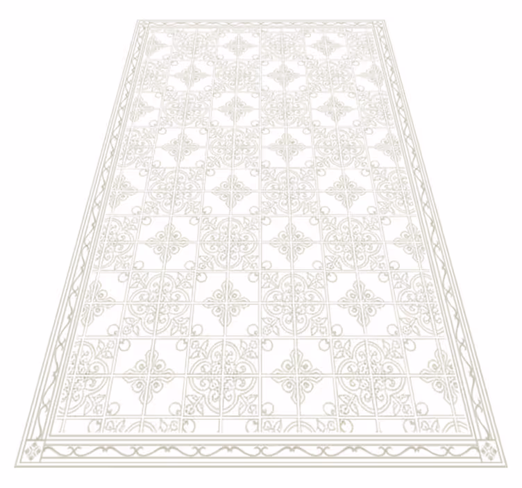 Living room vinyl carpet beige ornate mat - TenStickers