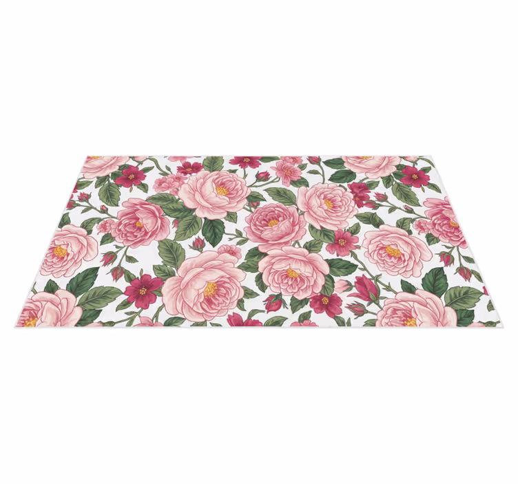 Living room vinyl carpet with beautiful pink flowers - TenStickers