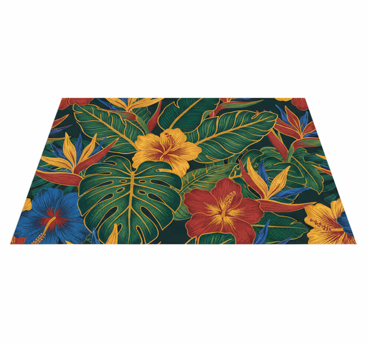 Living room vinyl carpet with exotic plant design - TenStickers