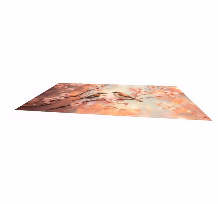 Living room vinyl carpet with two birds on a branch - TenStickers