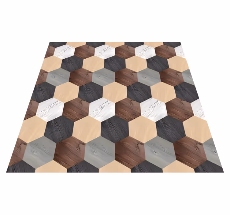 Kitchen vinyl carpet mixed wood hexagons - TenStickers