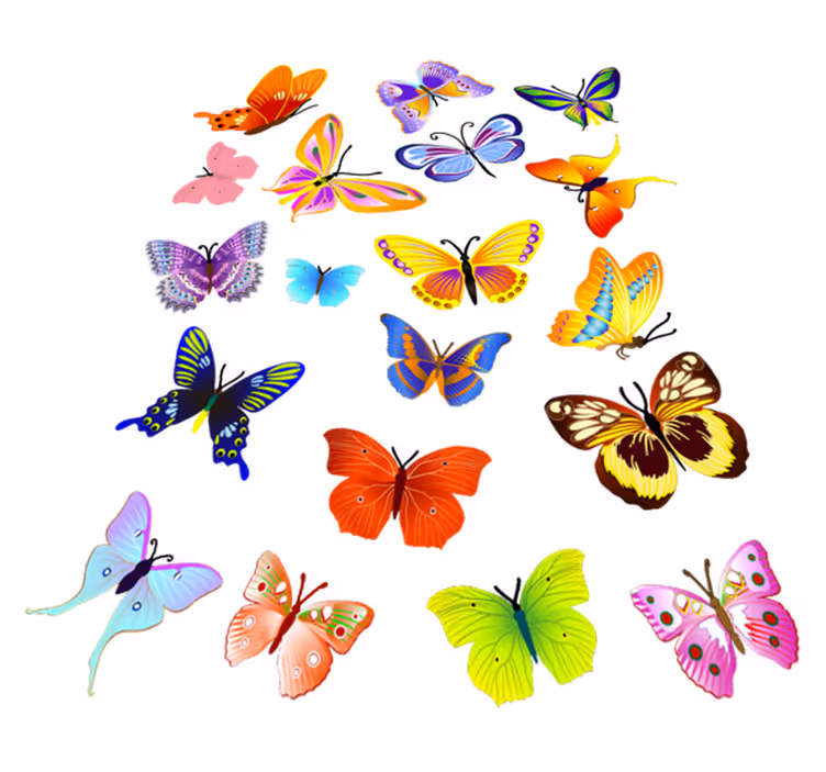 Animal vinyl carpet with multicolor flying butterflies - TenStickers