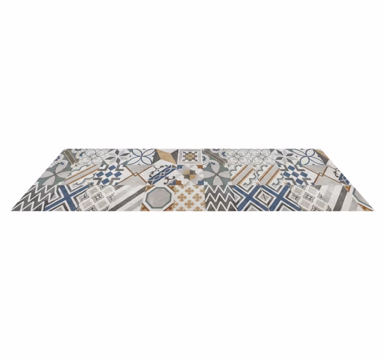 Eclectic geometric patchwork kitchen vinyl carpet - TenStickers
