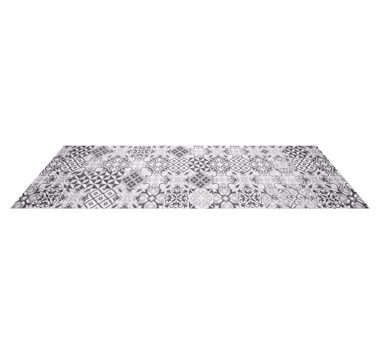Kitchen vinyl carpet intricate greyscale mosaic - TenStickers