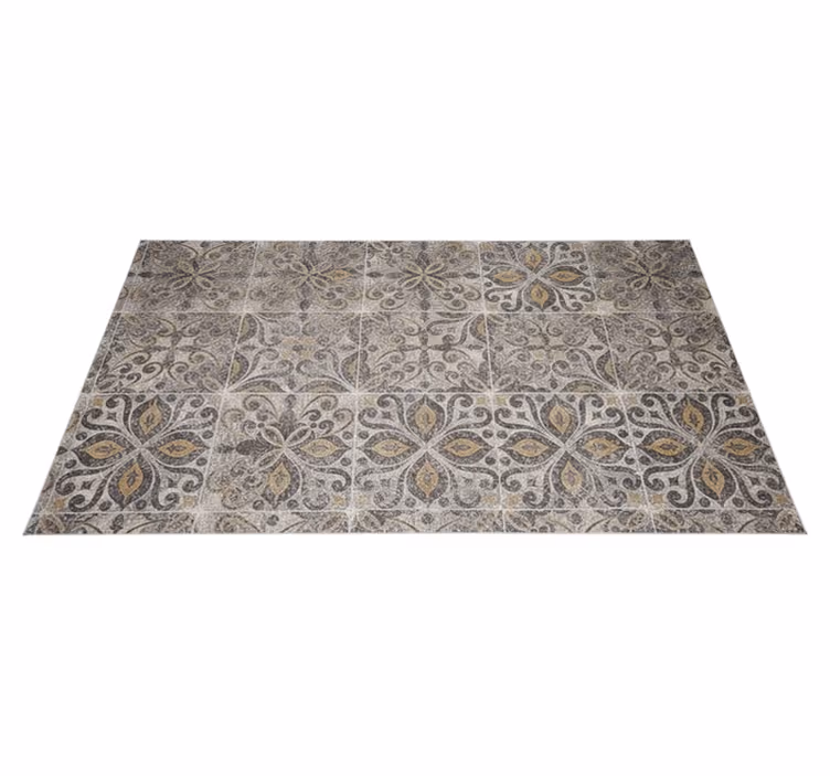 Ornate charcoal arabesque kitchen vinyl carpet - TenStickers