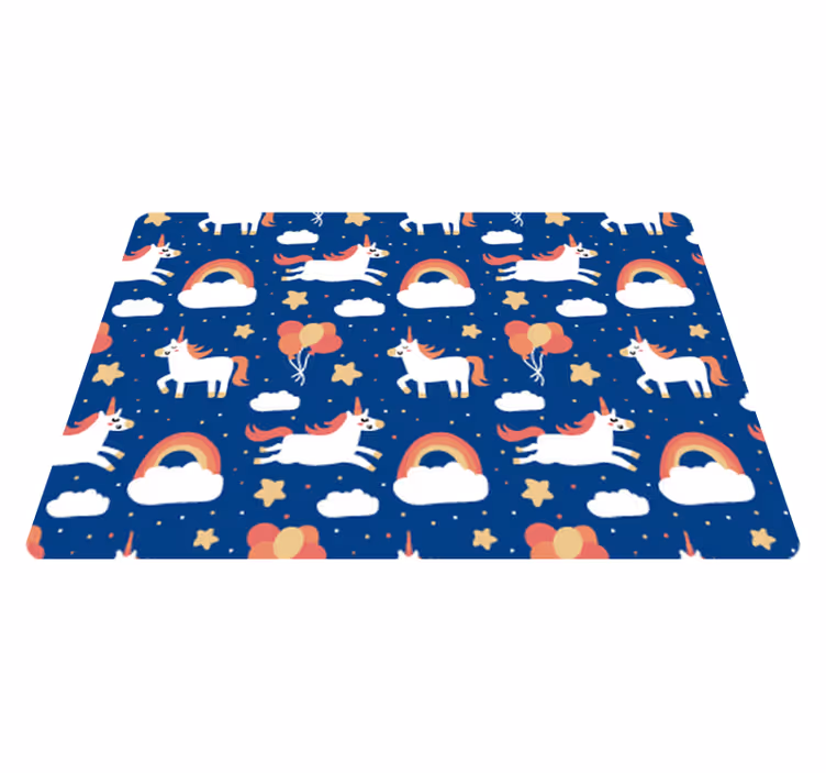 Animal vinyl carpet white unicorns for kids - TenStickers
