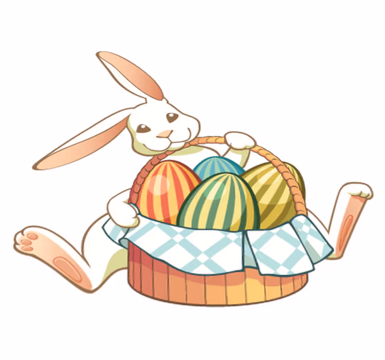 Animal vinyl carpet easter bunny with basket - TenStickers