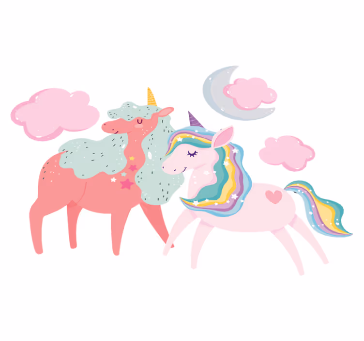 Animal vinyl carpet small unicorn with mare - TenStickers