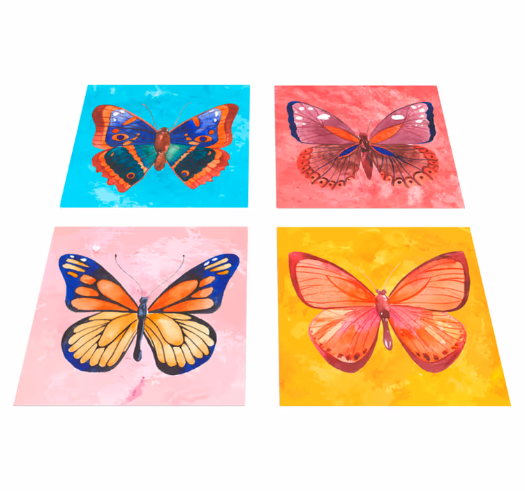 Animal vinyl carpet multicolored butterfly tiles - TenStickers