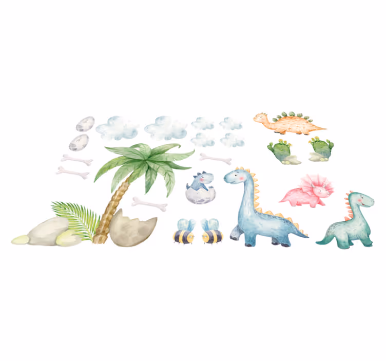 Cute watercolor dinosaurs animal vinyl carpet - TenStickers